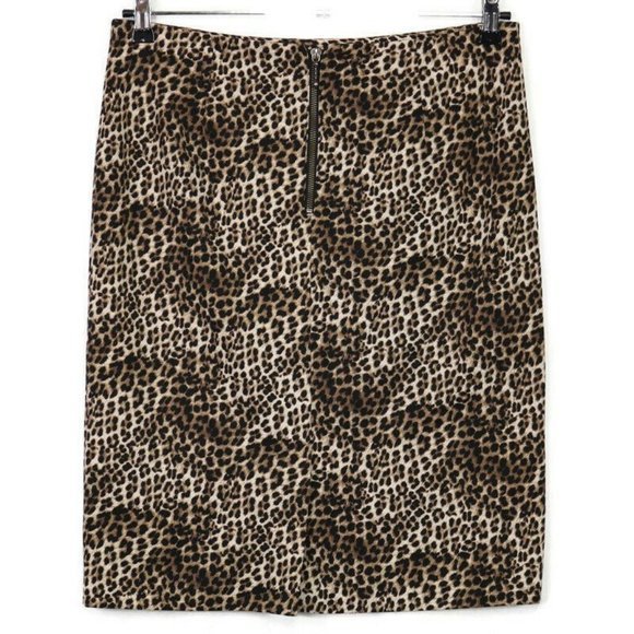Alfani Pencil‎ Skirt Leopard Animal Print Brown Black Stretch 10 - Picture 2 of 9